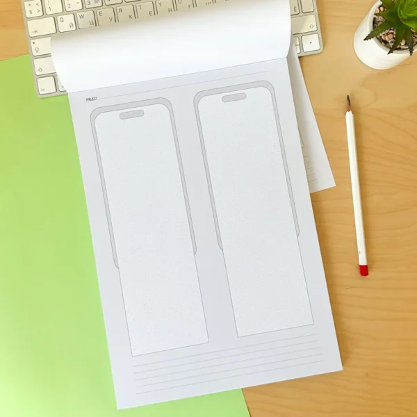 Mobile UI/UX design notebook. User interface & user experience design sketchbook for App designers and developers. UI Ux sketchpad. - Image 3