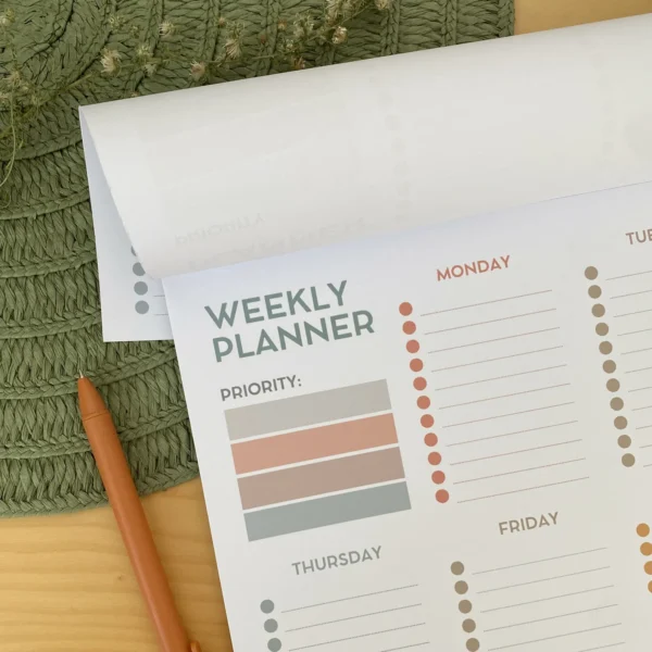 A4 Weekly Planner Pad. Desk Planner Weekly Notepad