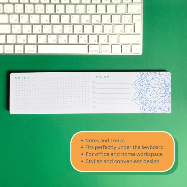 Keyboard To-do & Notes Desk Pad. Keyboard Desk Planner with Mandala for Coloring. Creativity in every moment: make your breaks special! - Image 5