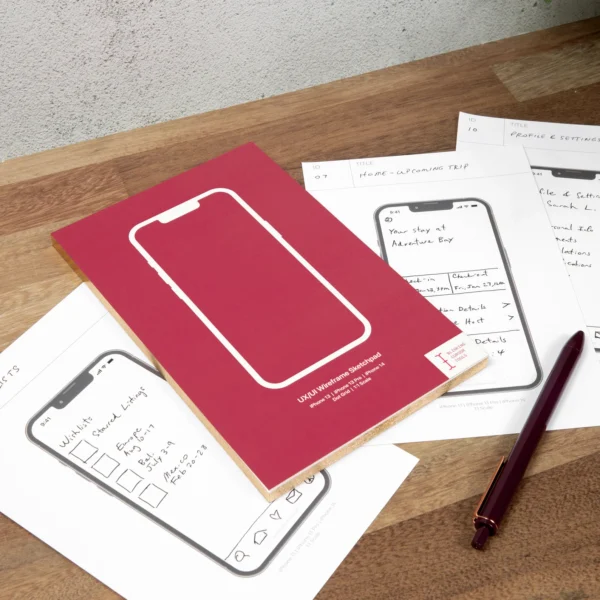 UX/UI Wireframe Sketchpad for iPhone 13, iPhone 13 Pro & iPhone 14