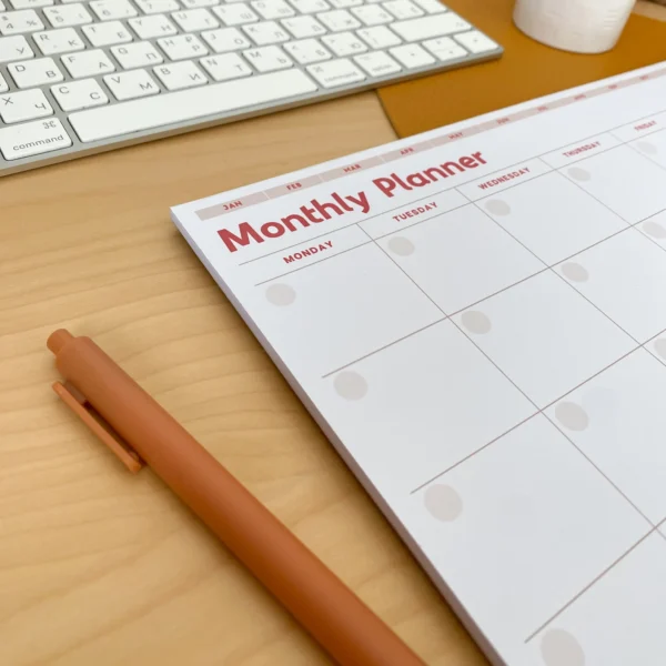 Monthly Planner Pad. Desk Planner Monthly Handmade Notepad for 3 years. Minimalist Organizer for Home or Office. - Image 2